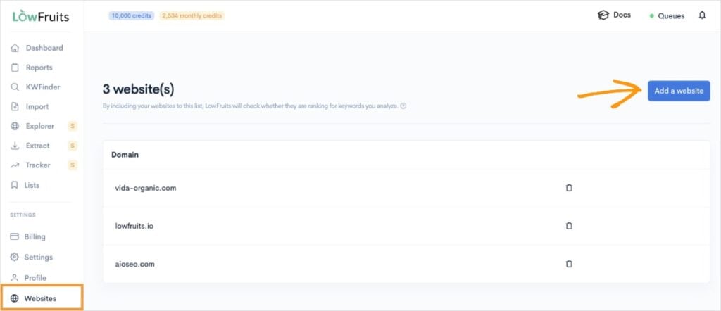 Add a website to LowFruits.