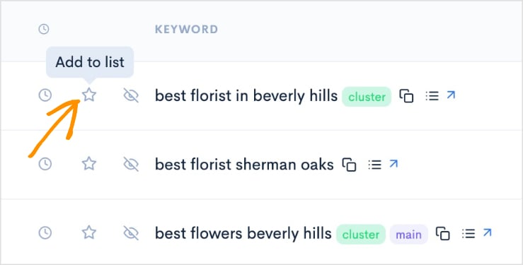 Add to keyword list option.