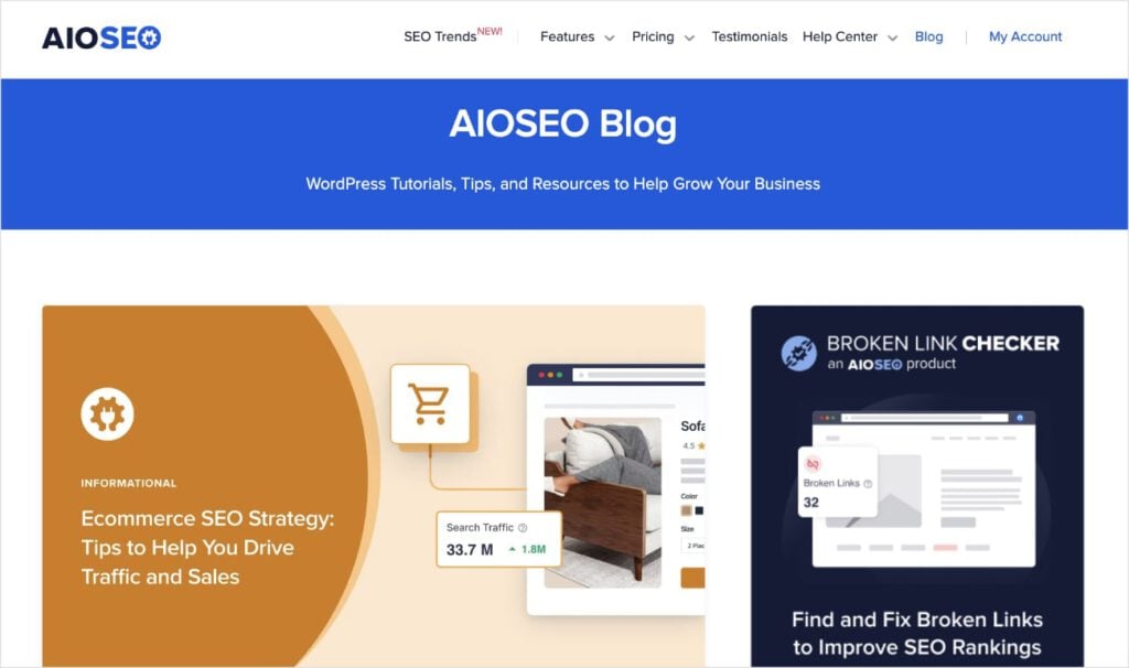 All in One SEO blog with an article about eCommerce SEO.