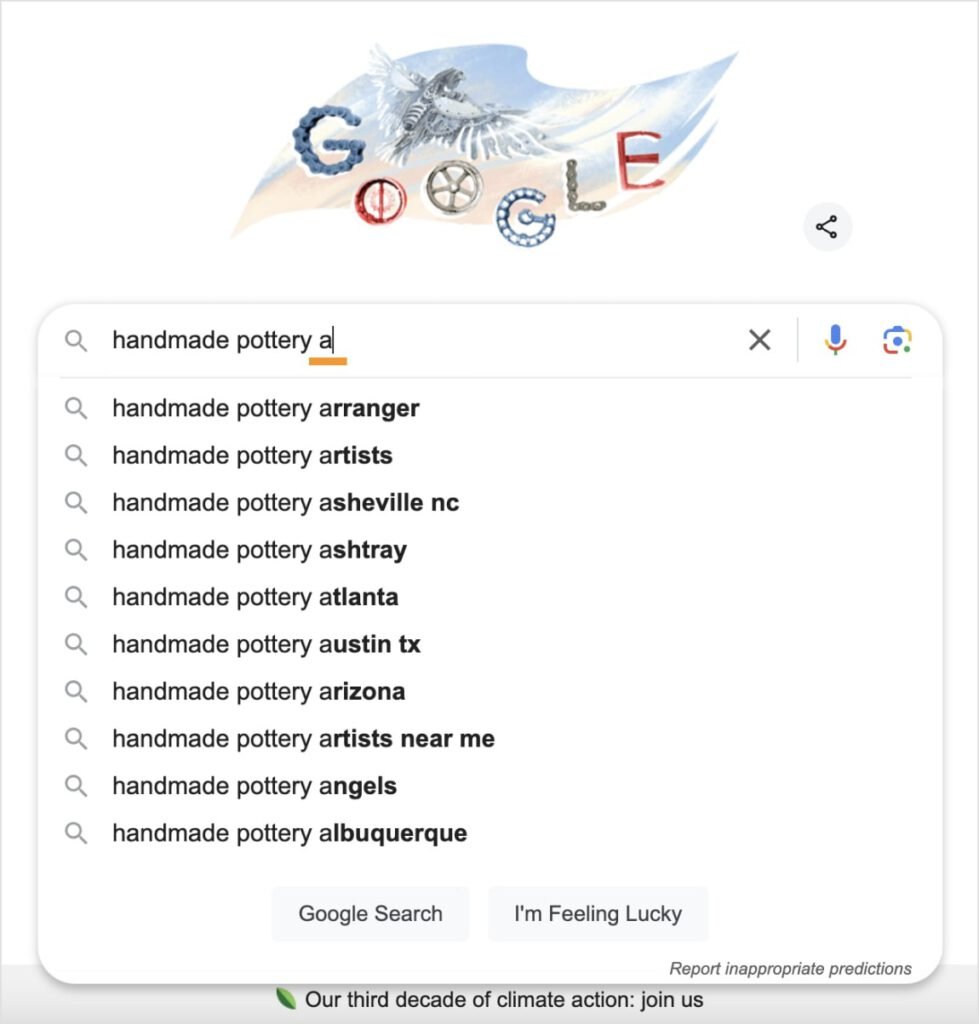 Google Autocomplete suggestions from the Alphabet Soup Method.