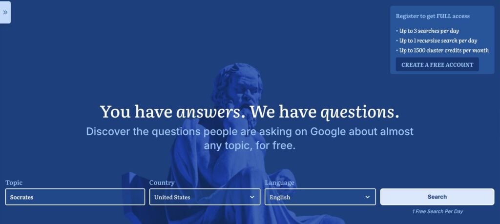 AnswerSocrates homepage.