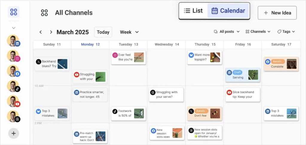 Buffer social media calendar with scheduled posts.
