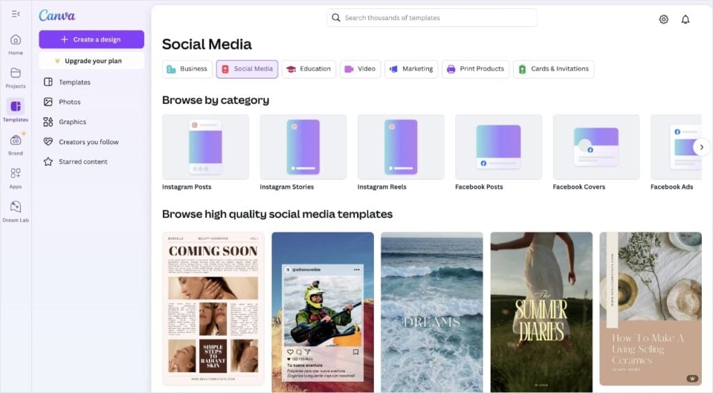 Canva social media graphics tool.
