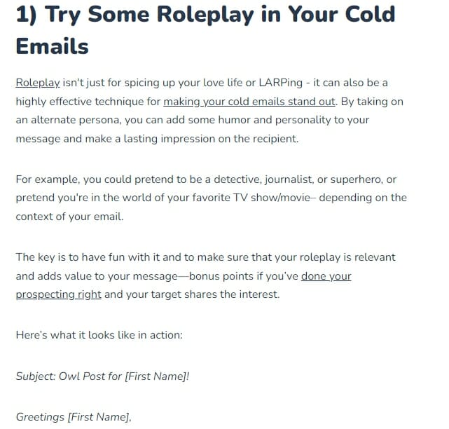 good blog content example