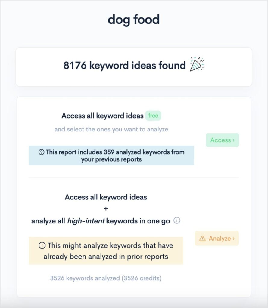 Access keyword report in LowFruits.
