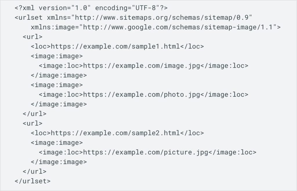 Google Image Sitemap code.