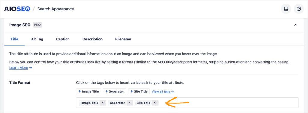 All in One SEO image SEO settings in WordPress.