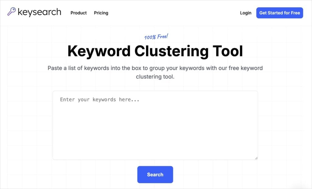 KeySearch, a free keyword clustering tool.
