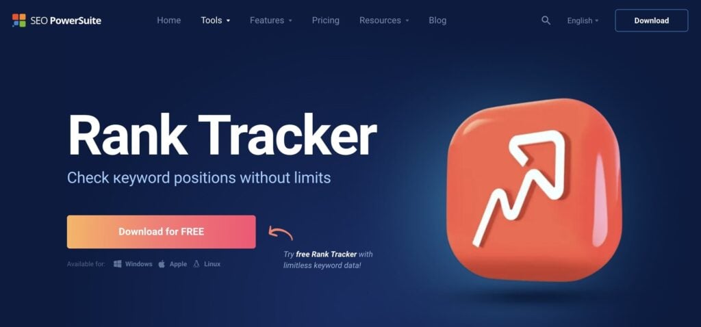 Rank Tracker by SEO PowerSuite, a keyword ranking report software.
