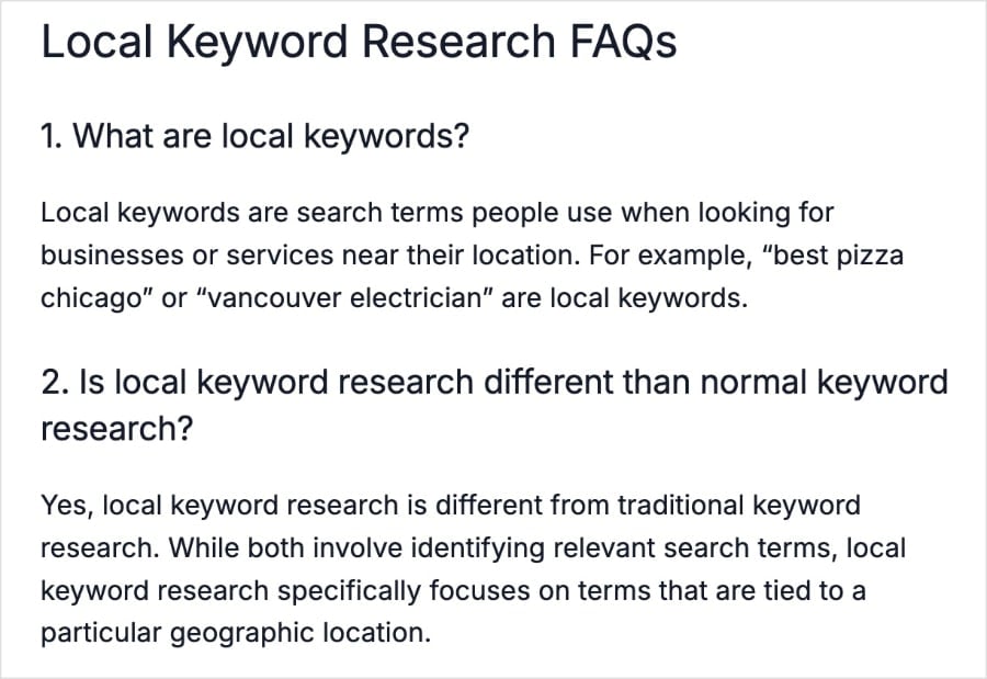 Local keyword research FAQs.