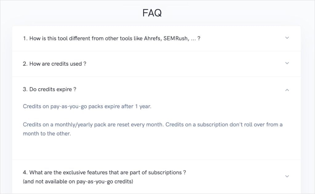 LowFruits FAQs on the homepage.
