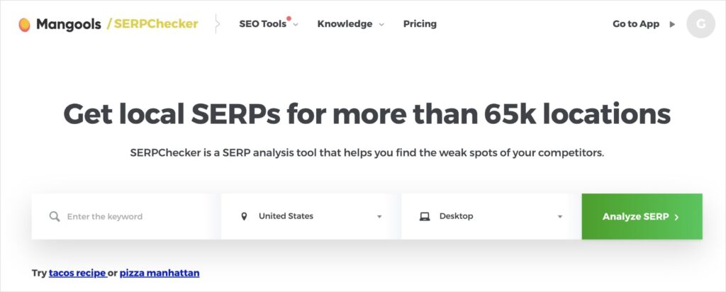 Mangools SERPChecker tool.