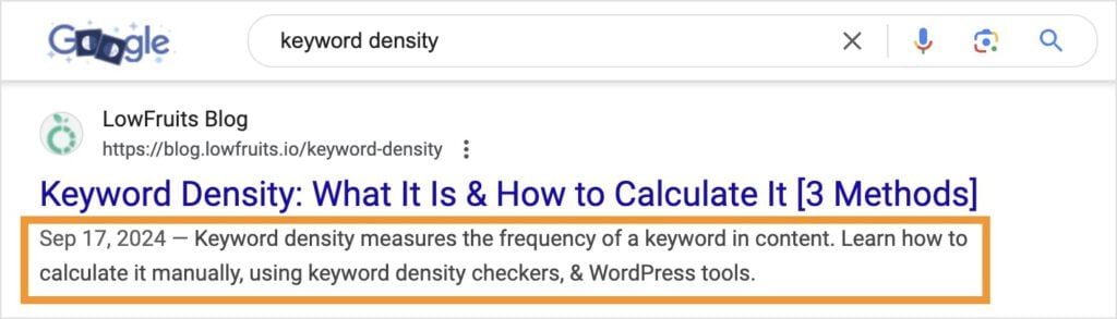 SEO-optimized meta description in Google search results.