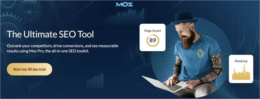 Moz homepage, the ultimate SEO tool.