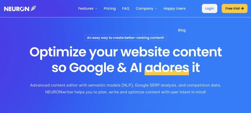 Neuronwriter, a content optimization tool.