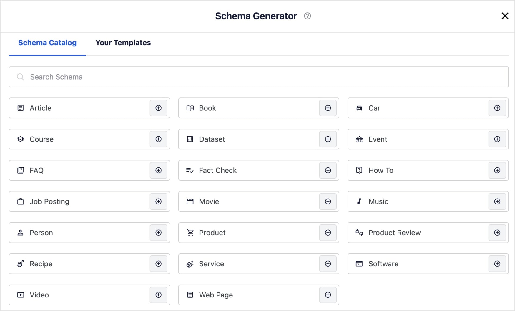 AIOSEO schema generator in WordPress.
