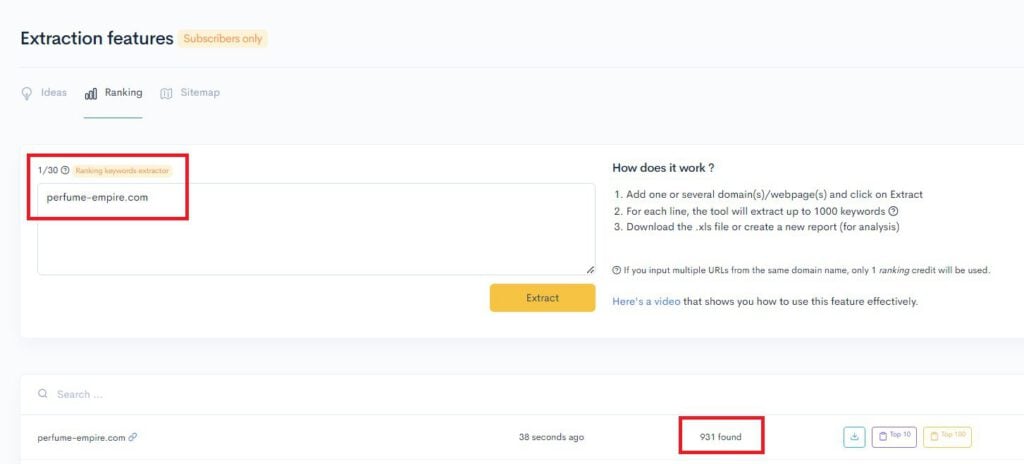 A screenshot of a page with a text box and a button optimized with SEO keywords.