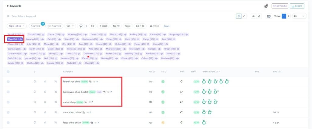 A screenshot of a Google Analytics dashboard showcasing the use of LowFruits extraction features.