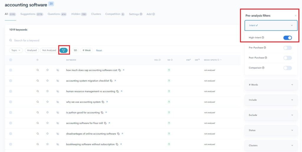 A screenshot of the settings page in Azure with easy keywords displayed.
