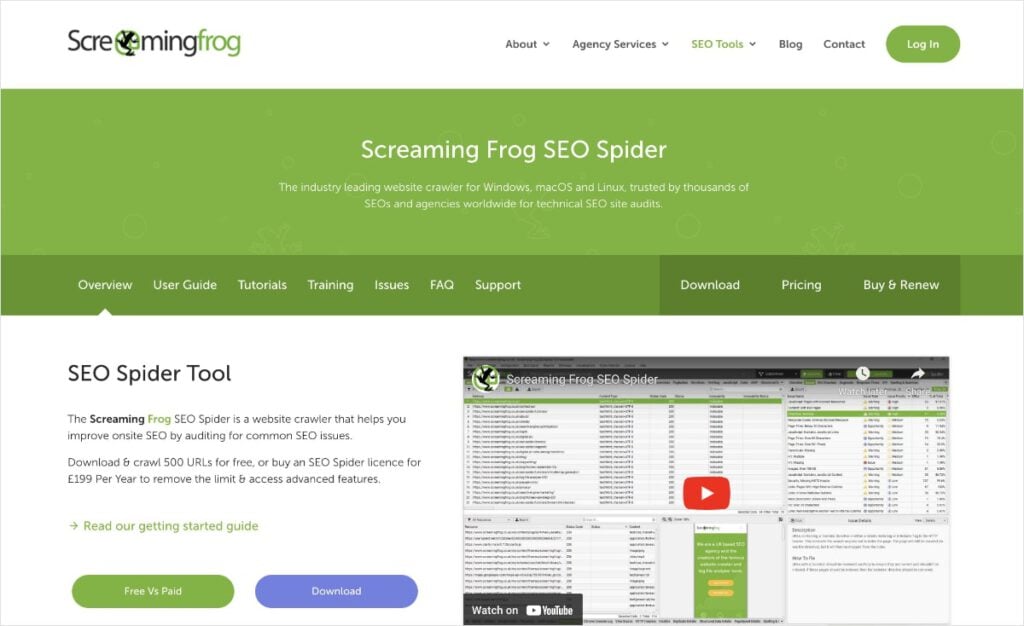 Screaming Frog, a site audit SEO SaaS tool.