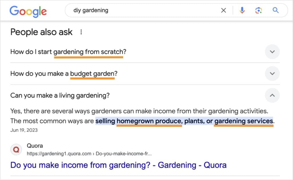 Seed keywords in Google from the people also ask section.