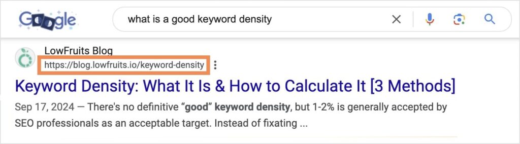 SEO-optimized content includes URL slug optimizations, which is shown in Google search results.