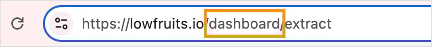 Subdirectory of a URL shows the word dashboard.