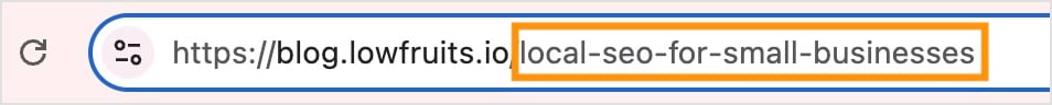 URL slug in this example says local SEO for small businesses.
