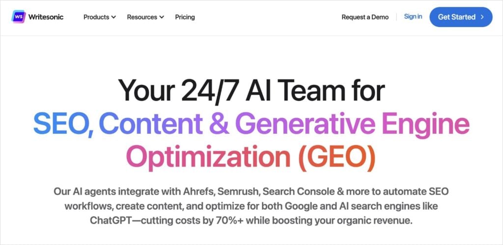 Writesonic, a blog SEO tool for content optimizations.
