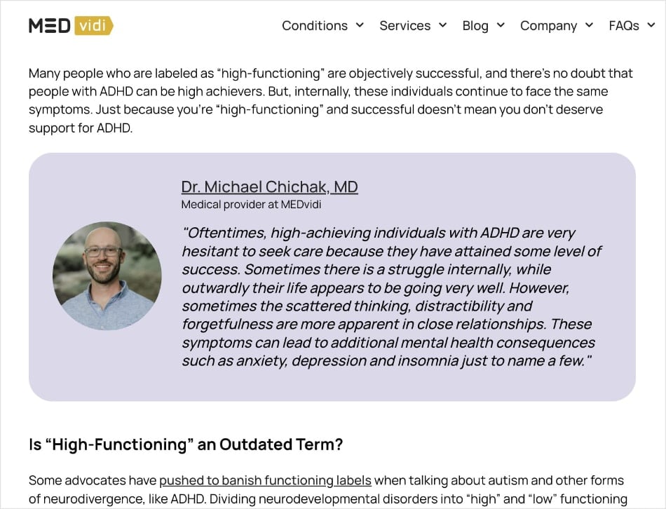 Health article shows an industry expert's quote.