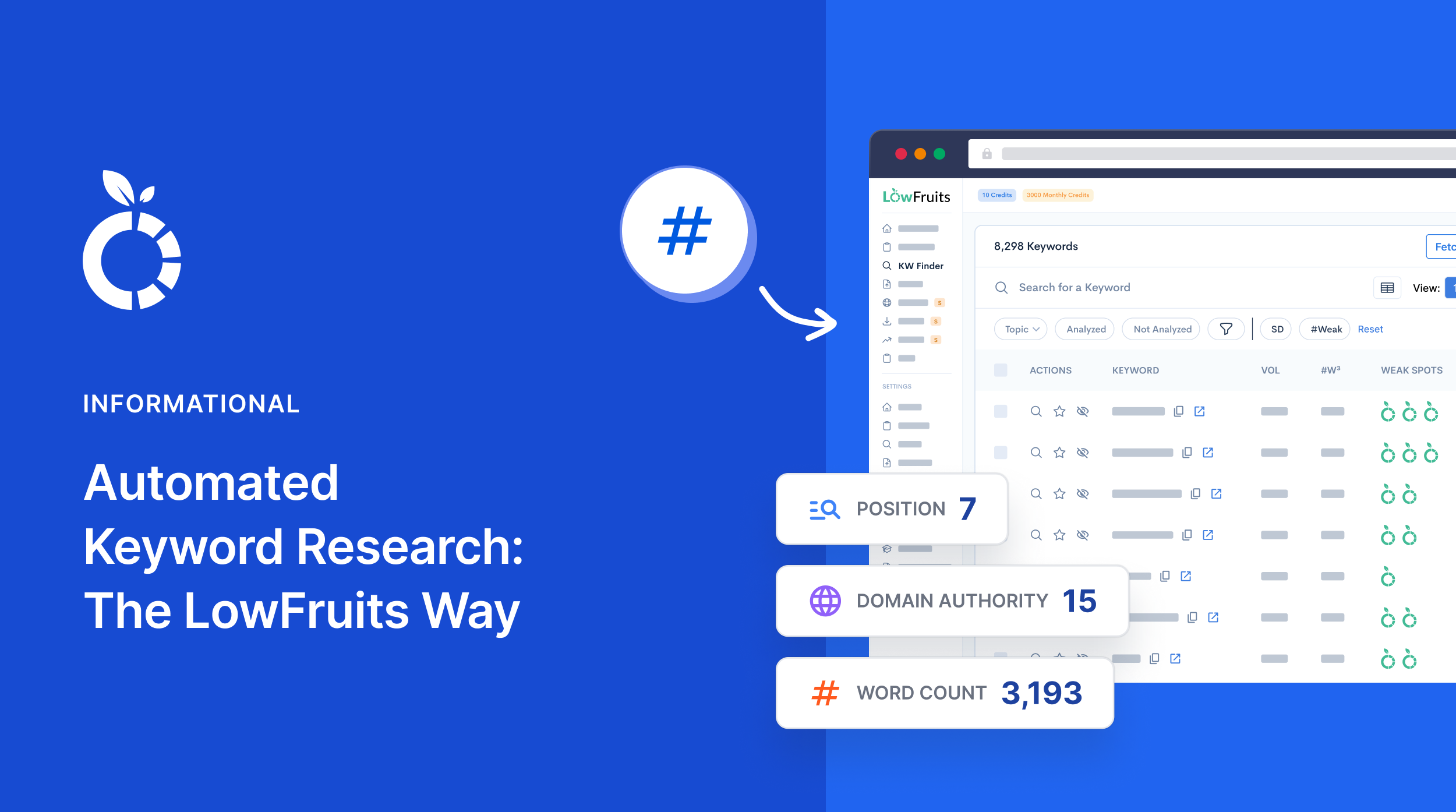 Automated keyword research with LowFruits.