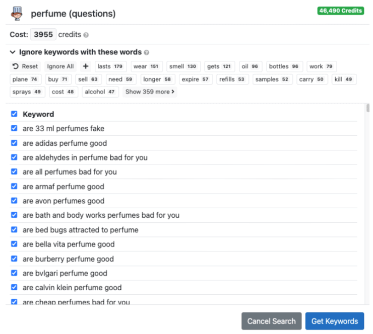 A screenshot of a google search page showing a list of features and pricing.