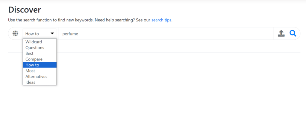 A screen shot of a google search page with the word discover.