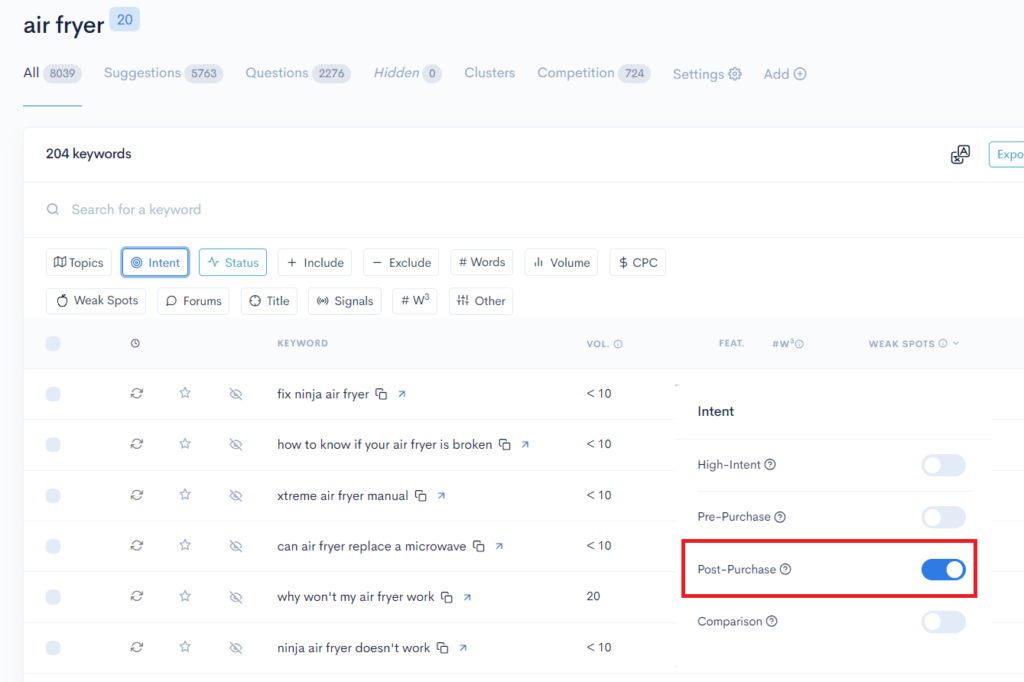 A screenshot of the airfly landing page for keyword search intent.