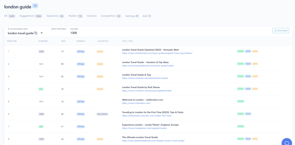 A screenshot of the landing page for a landing page.