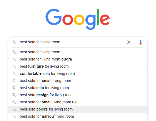 A google search for a living room.