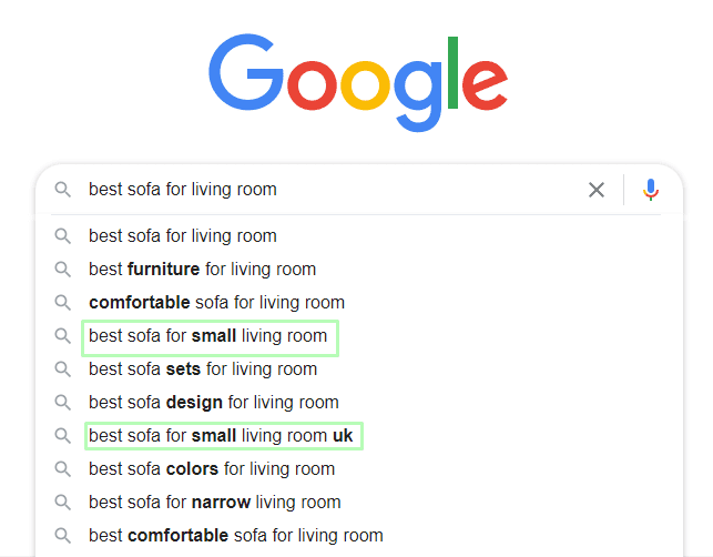 A google search for a bed for a living room.