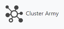 Clusterer army logo on a white background.