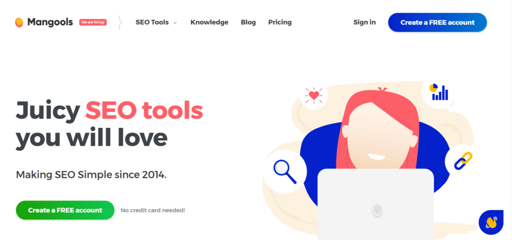 The homepage of affordable SEO tools.