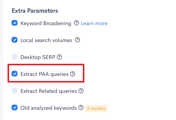 A screenshot of the search engine optimisation settings for easy keyword research in niches such as pets and travel.