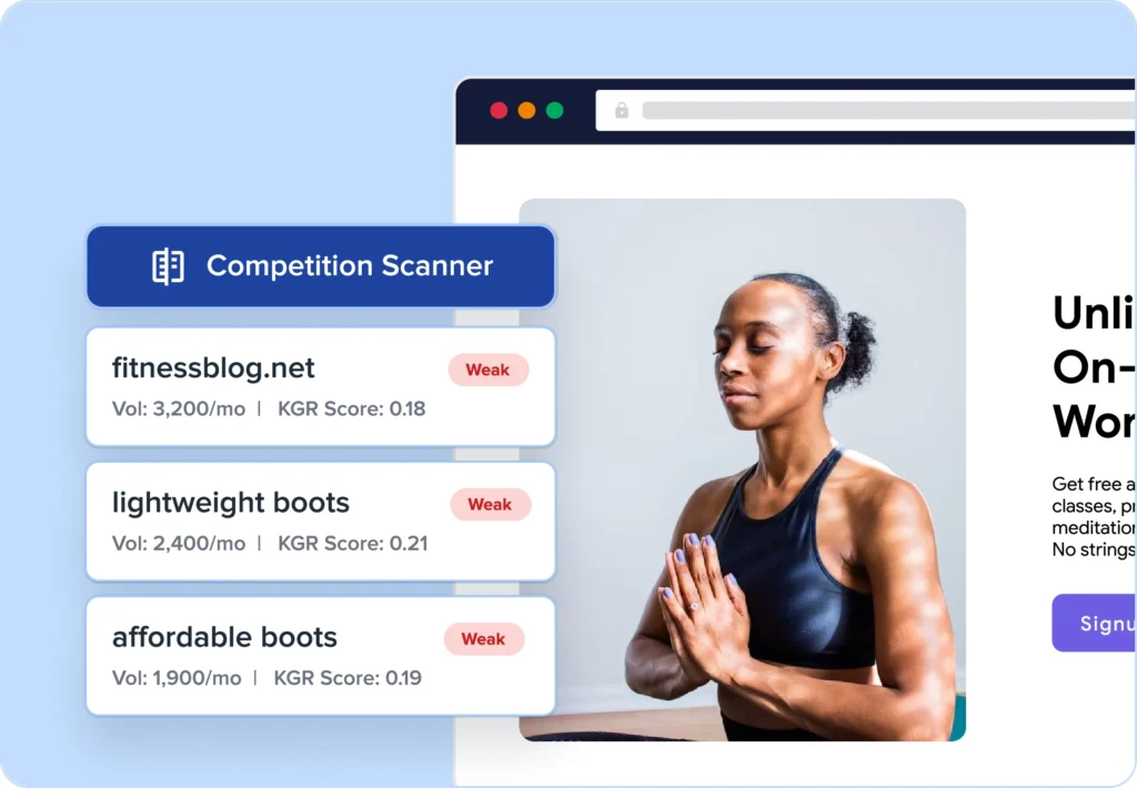 Find weak competitors in SERPs with the competition scanner.