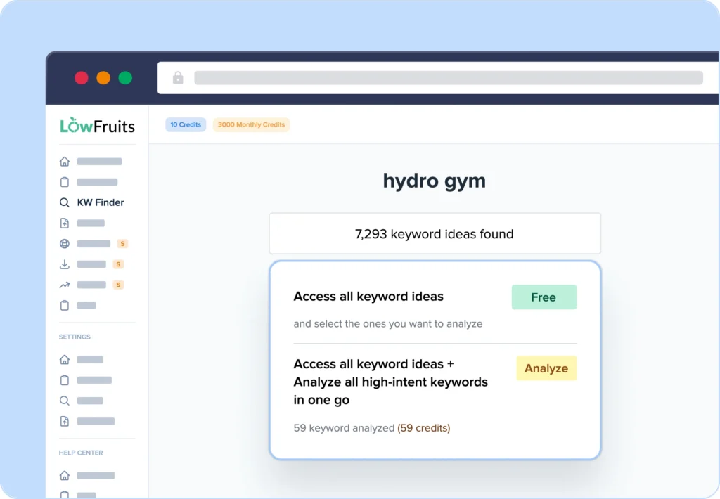 Use bulk analysis tools to evaluate keywords.